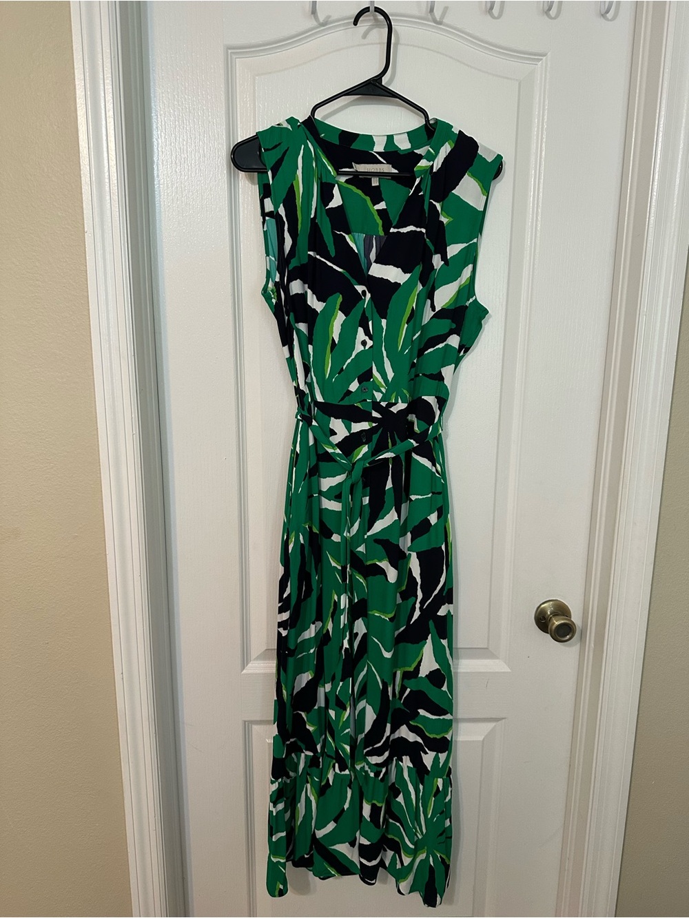 Hobbs London Green Tropical Leaf Maxi Dress Size 10 - Picture 3 of 10